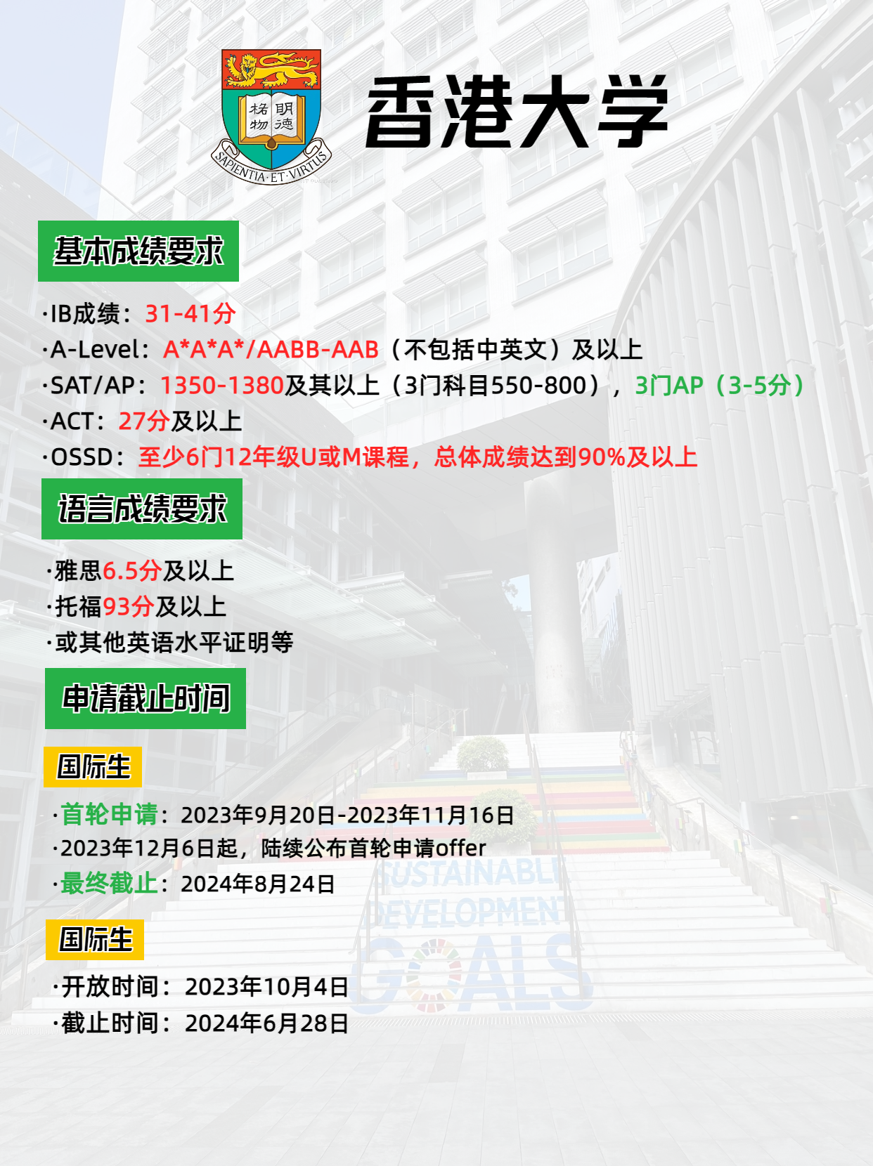 2024年香港大學(xué)本科申請(qǐng)要求、申請(qǐng)時(shí)間，別錯(cuò)過了申請(qǐng)哦